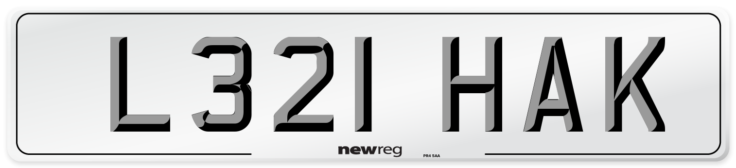L321 HAK Number Plate from New Reg